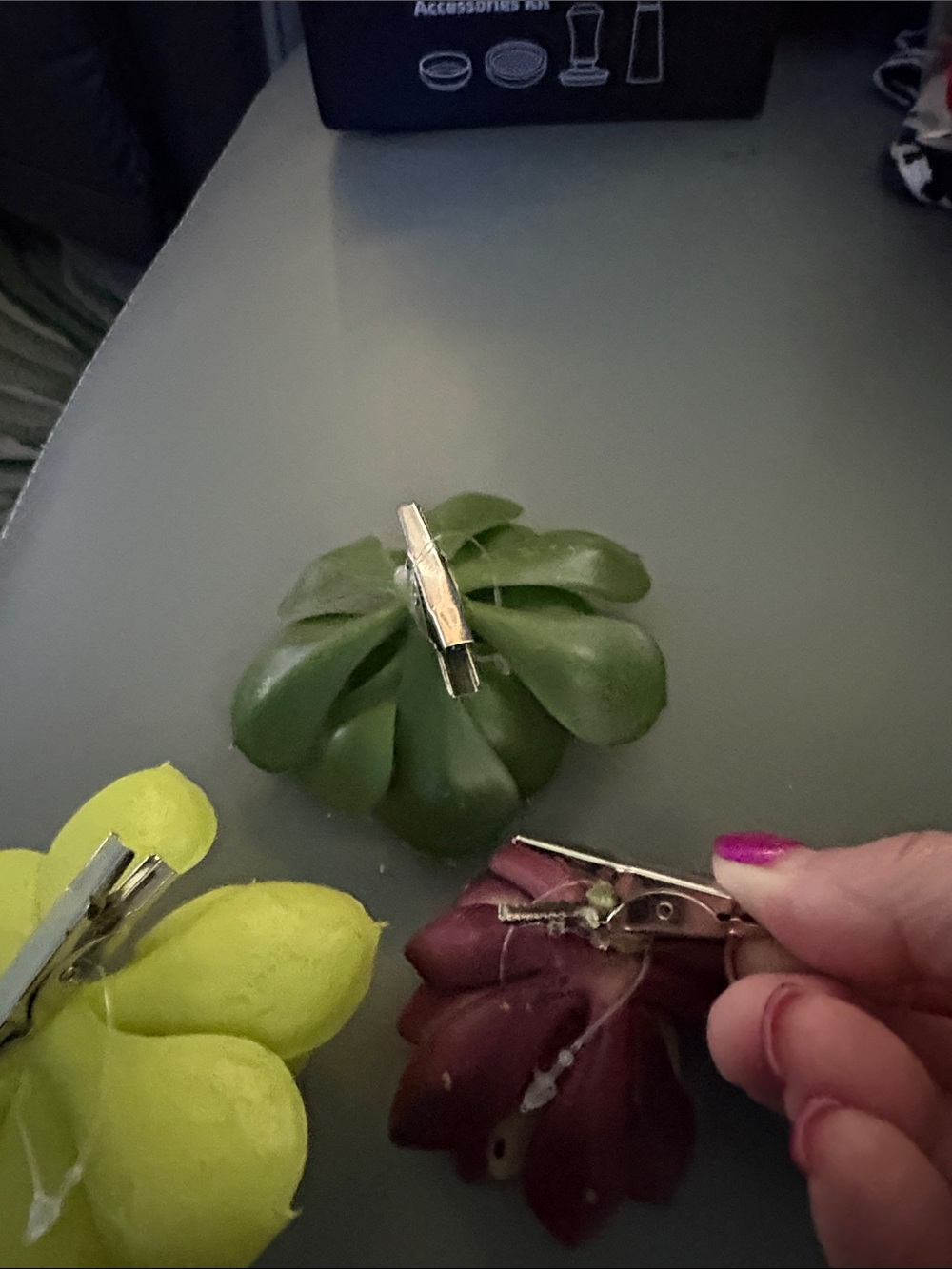 Artificial Succulent Trio - Green, Lime & Burgundy Home Accent clip - Picture 6 of 6